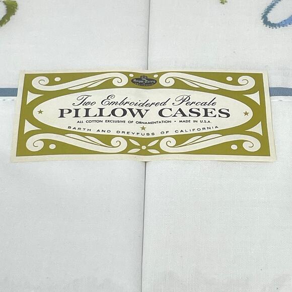 Barth and Dreyfus Vintage Embroidered Percale Pillowcases Original Gift Box - Picture 7 of 11